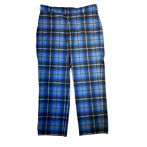 Nike Golf Tour Performance Dri- Fit Blue and Black Plaid Men's Pants size 33x32 - Picture 1 of 7